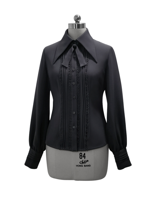Retro Elegant Brittish Dark Pointed Collar Shirt [Reserved Item].