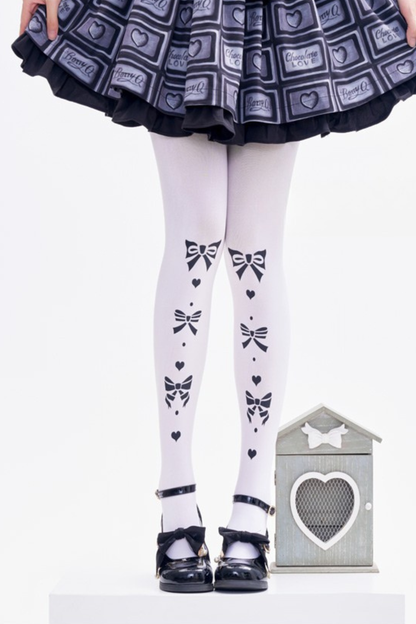 リボンホワイトロリータタイツ