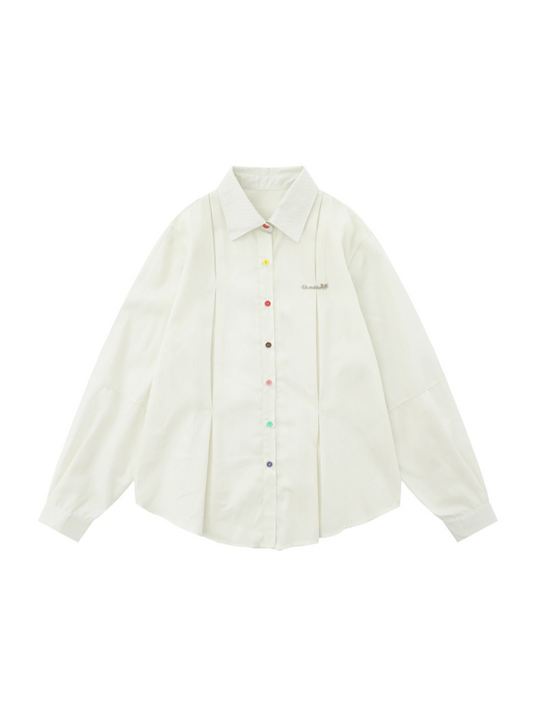 Niche design colorful button stripe shirt shirt