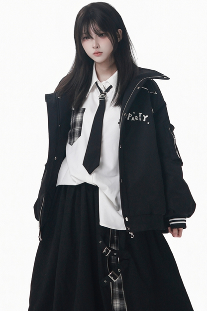 モードダークジャケット+シャツ+ロングスカート+ショートスカート