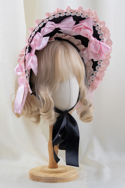 フリルリボンボンネット+ヘアバンド