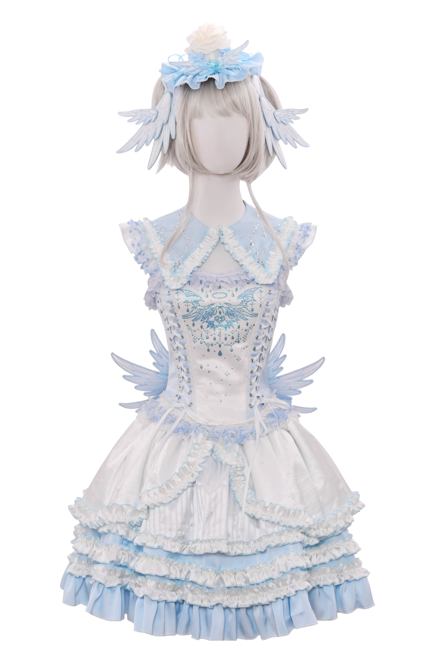 水色天使系列上衣+裙子+衬衫领+袖子+帽子+夹子