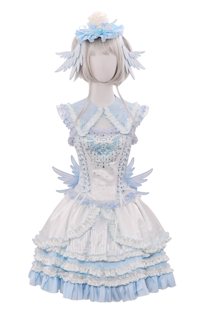 水色天使系列上衣+裙子+衬衫领+袖子+帽子+夹子