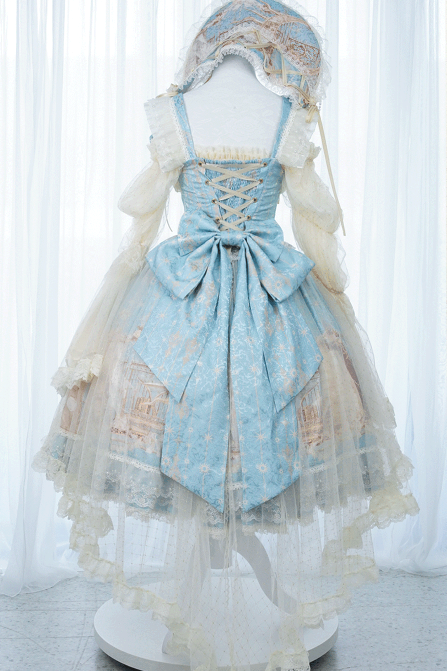 ユニコーンクラシカルプリンセスジャンパースカート+トップス+ボンネット+カチューシャ