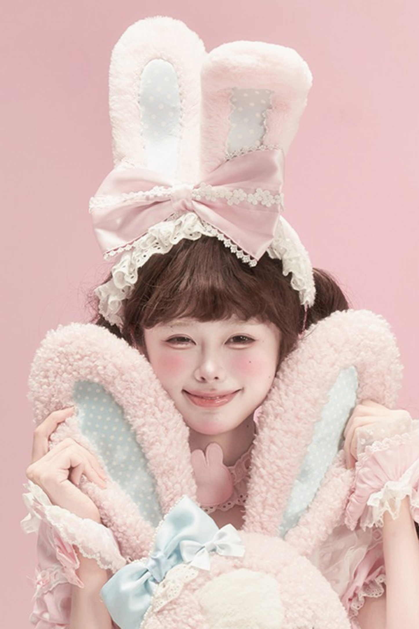 Lace Rabbit Ear Headband + Ribbon Necklace