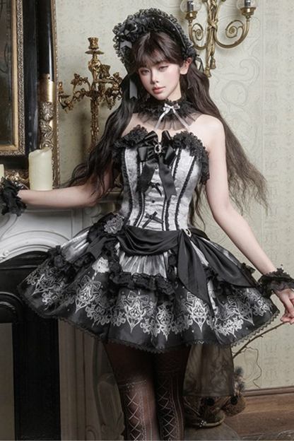 【2月28日予約締切】ダークシルバーレースロリータドレス+BNT+ネックアクセサリー