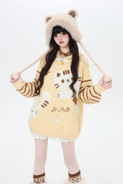 Striped Cat Loose Tops