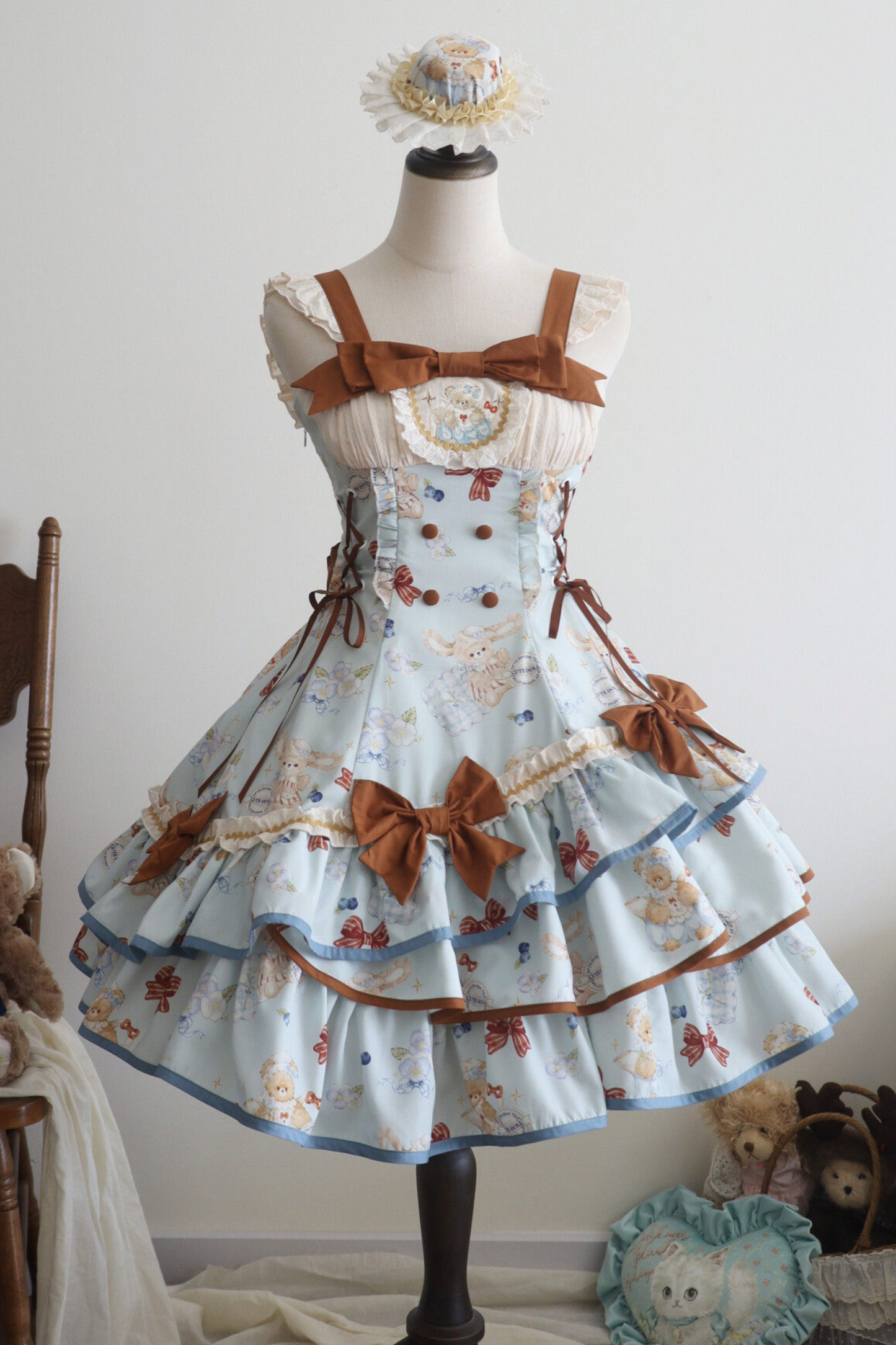 シーサイドベアティーパーティーロリータドレス+ケープ