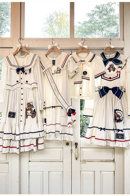 [Reservation deadline on October 8] Navy Bear Original Lolita Fake Two Piece Dress + One Piece + Tops + Suspender Dress