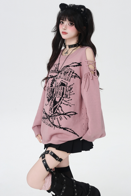 サブカルチャーロックガールルーズトップス