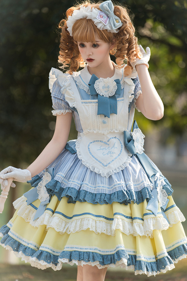 Light Girl Ruffle Lolita Dress + Apron