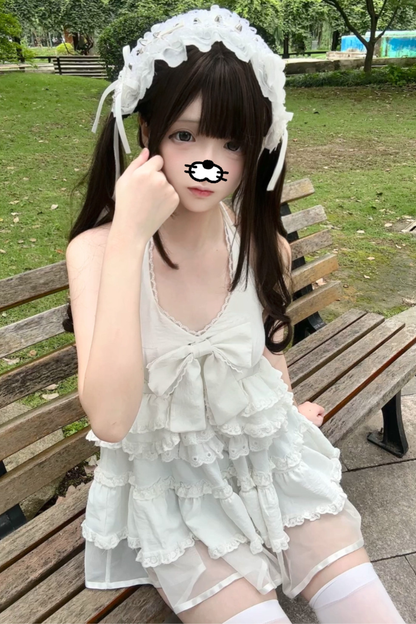 ティアードリボンノースリーブドレス