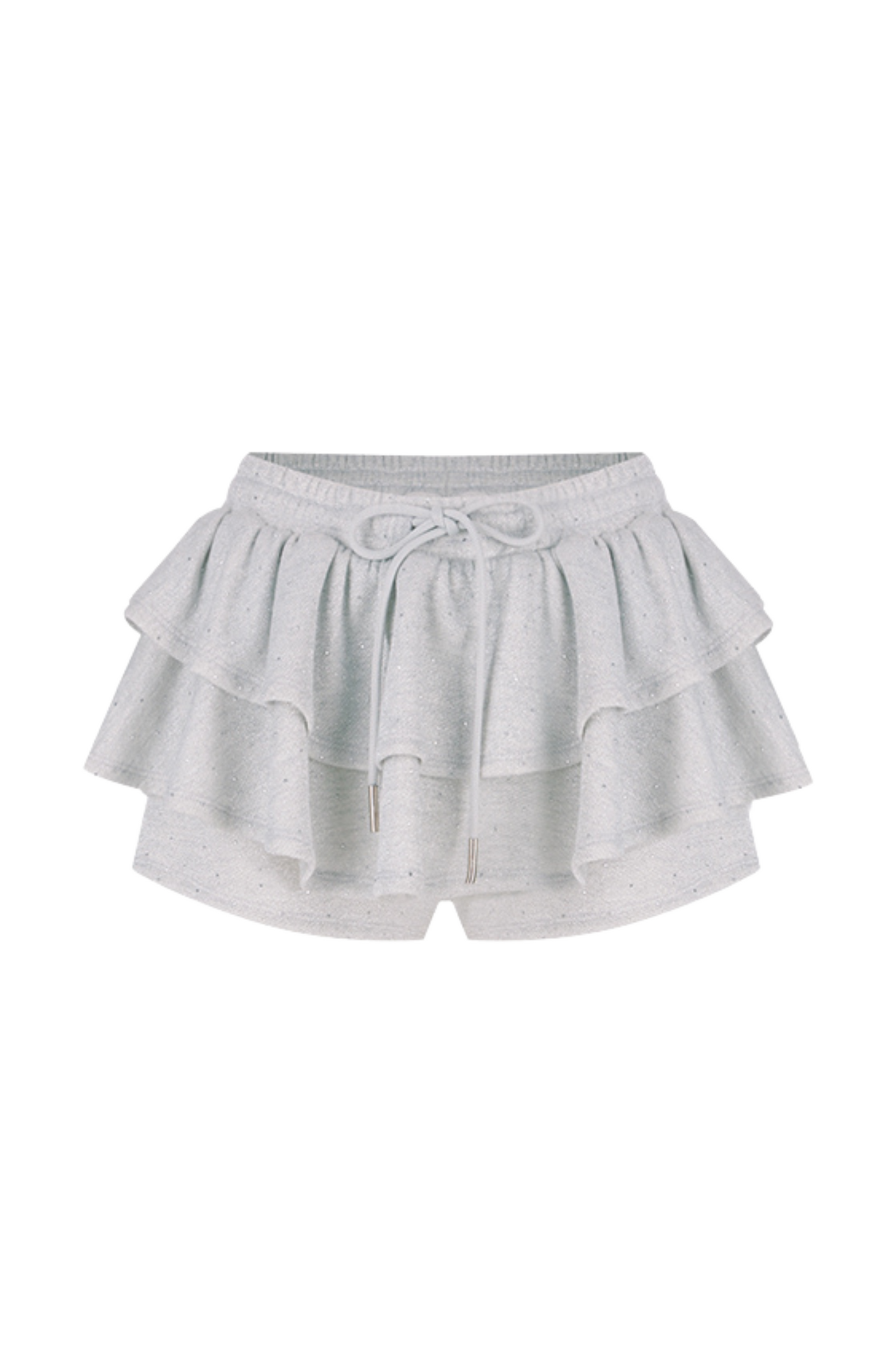 Rhinestone Hooded Parka + Ruffle Cake Pants Skirt