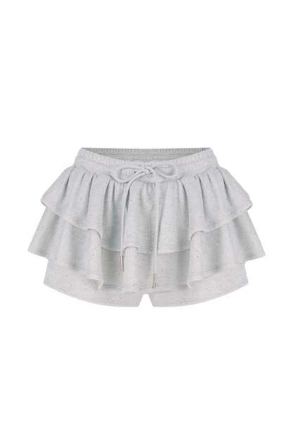 Rhinestone Hooded Parka + Ruffle Cake Pants Skirt