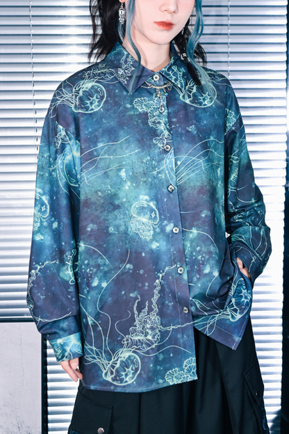 クラゲプリントシャツ