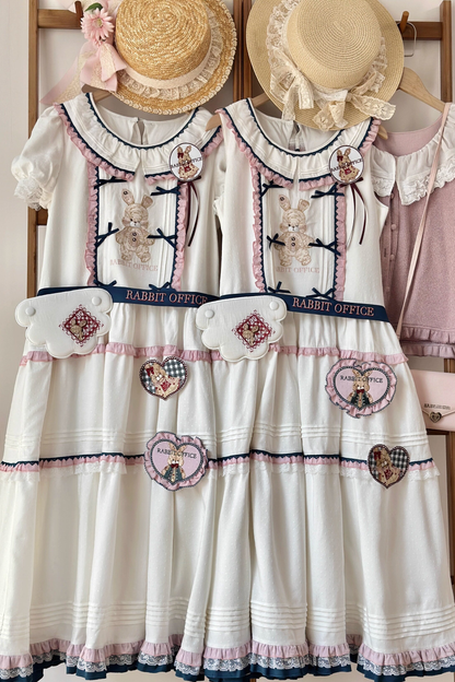 Retro Bear Puff Sleeve Dress + Sleeveless Dress