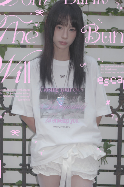 Y2Kフォトデザインルーズトップス