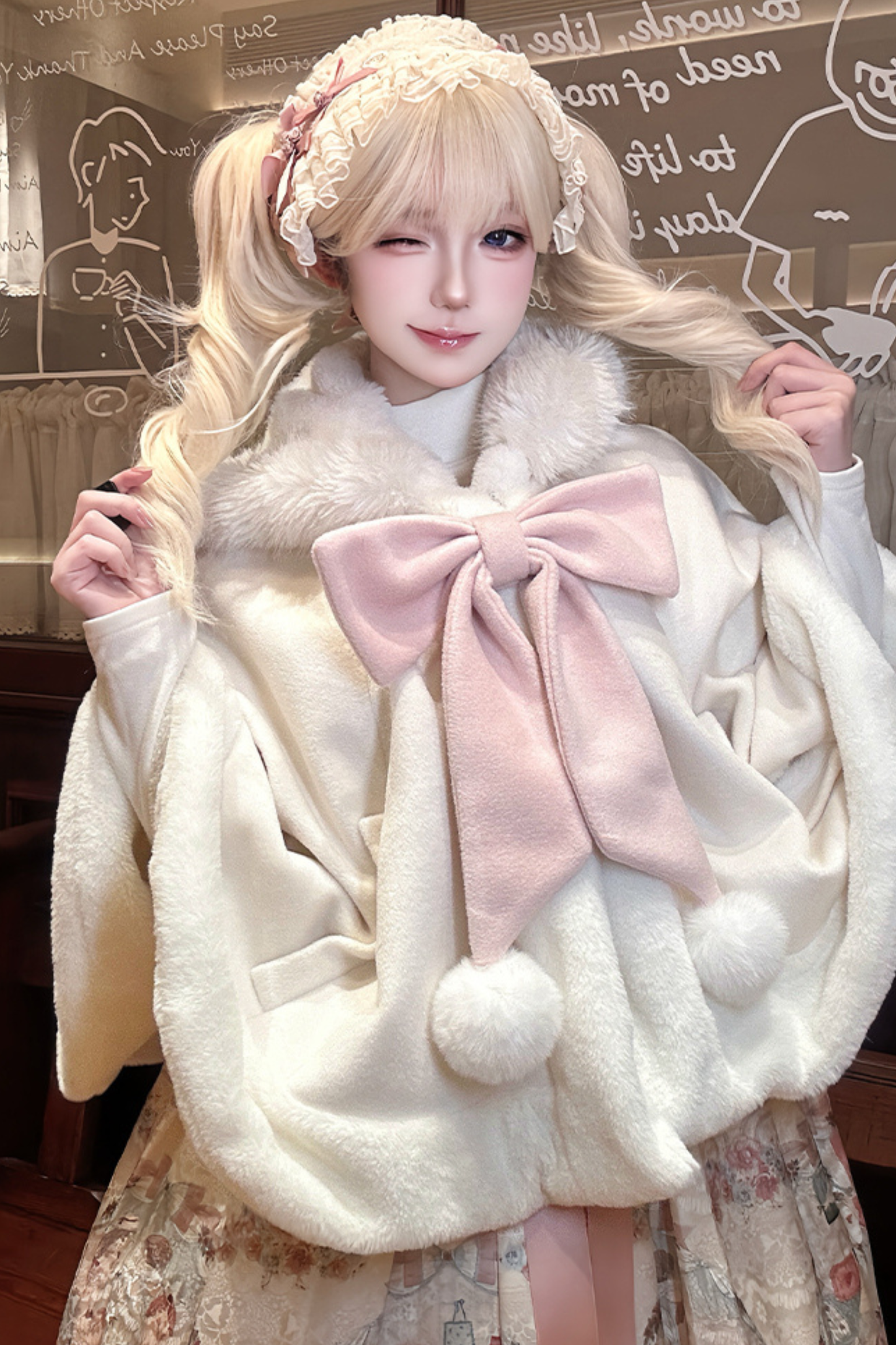 ファーバニーフードマント