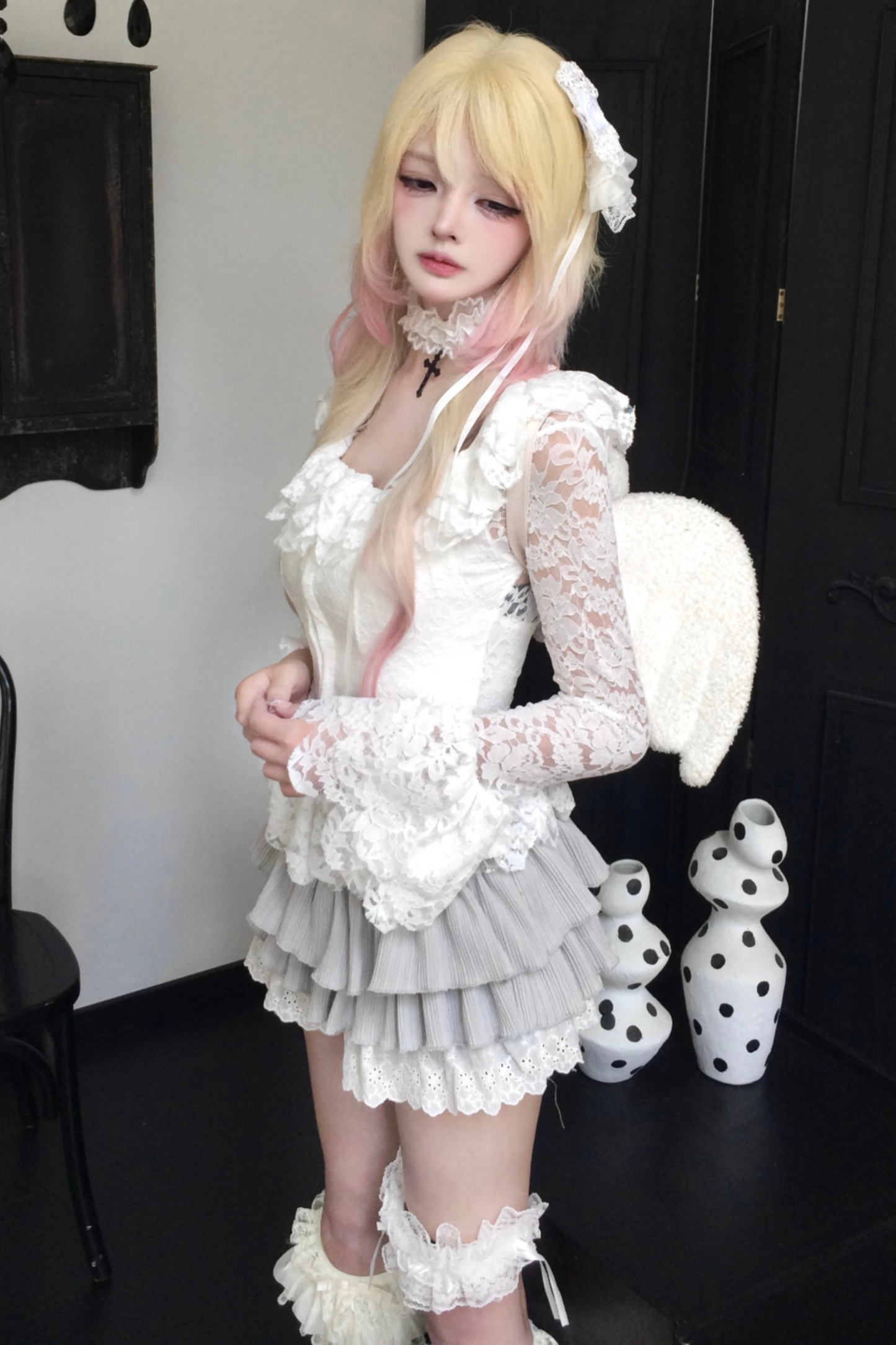 Lace Patchwork Long Sleeve Top