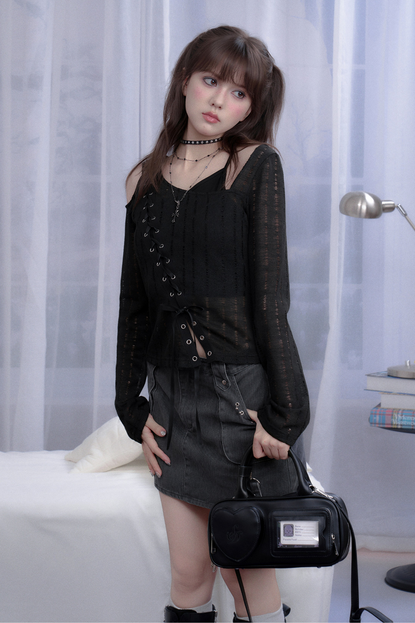 スパイシーレースアップフェイクツーピーストップス