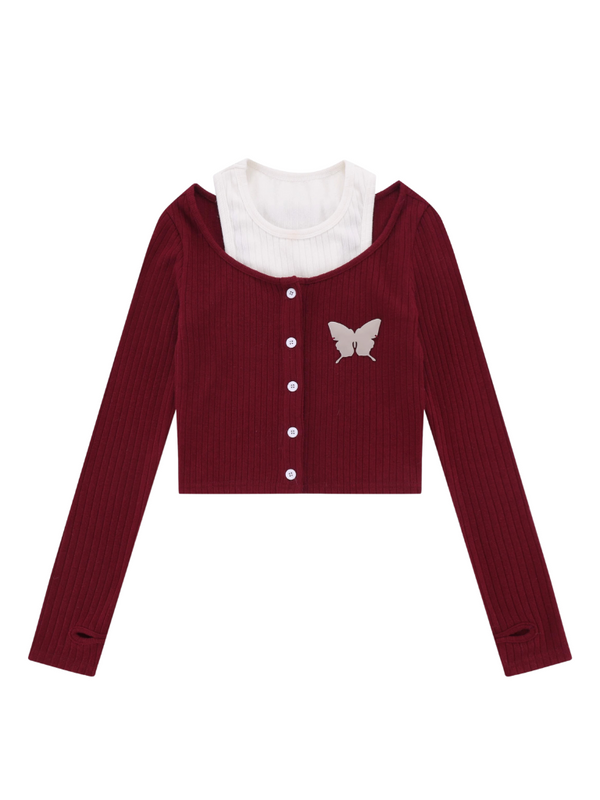 ホットガールスリムショートツーピースニットトップス