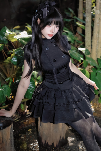 Gothic Lace Waist Cinched Dress