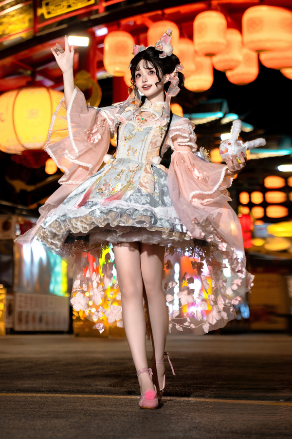 Robe Lolita Lapin Jade + Serre-tête + Pendentif