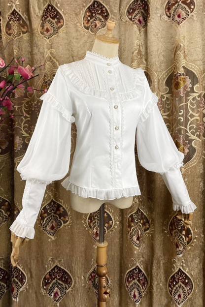 Stand collar retro girly blouse