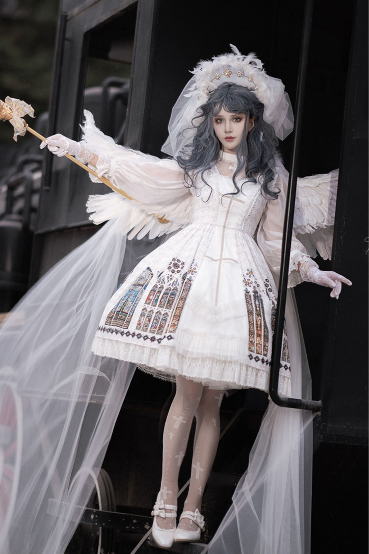 ウィンドウシックレトロドールロリータドレス