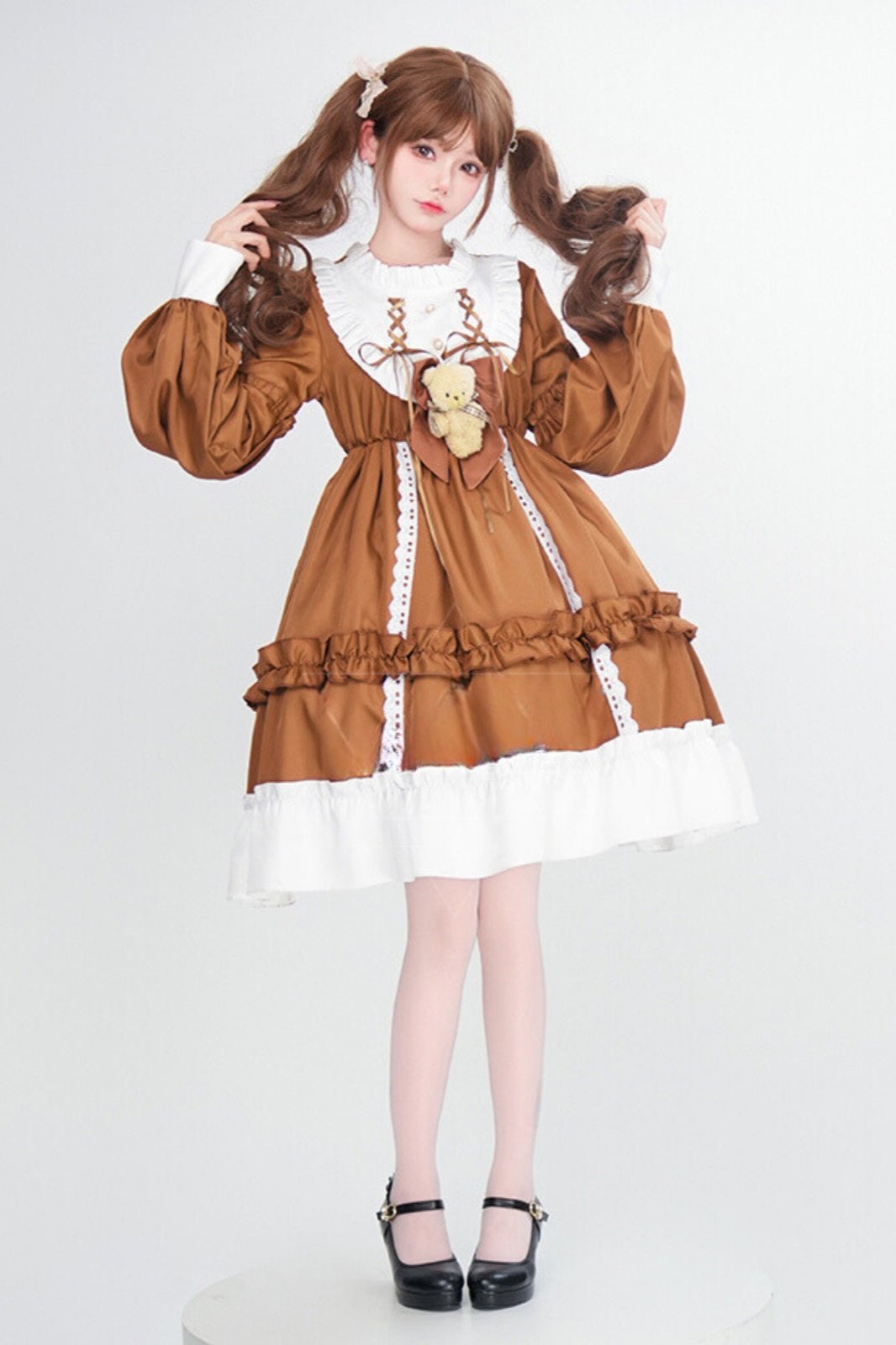 Doll Lace-Up Lolita Dress + Bustle + Bare Ribbon