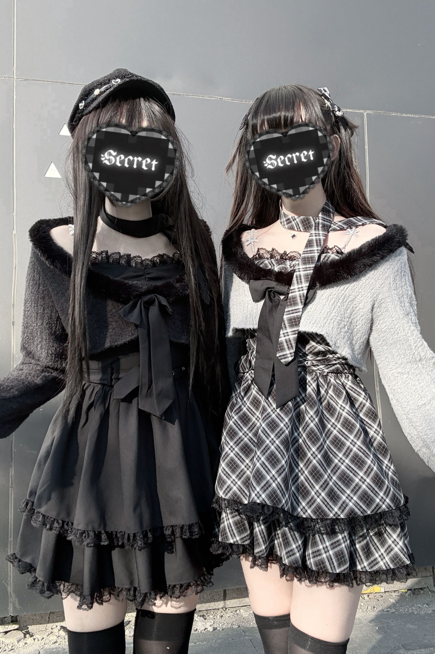 地雷サスペンダー スカート+ ショートカーディガン