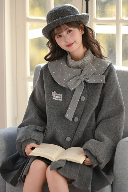 カレッジプリーツヘムルーズコート