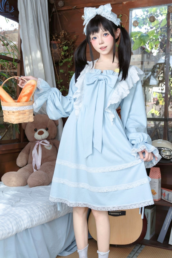 Blue Lace Princess Dress + Hairband