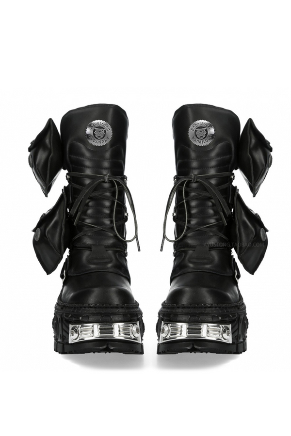 Metal punk mid-calf boots