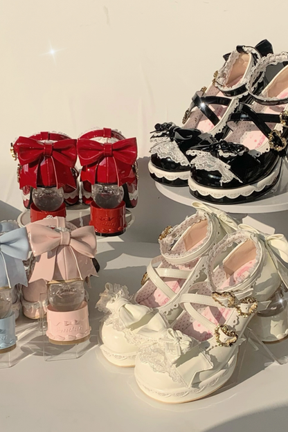 リボンレースロリータクリスタルヒール