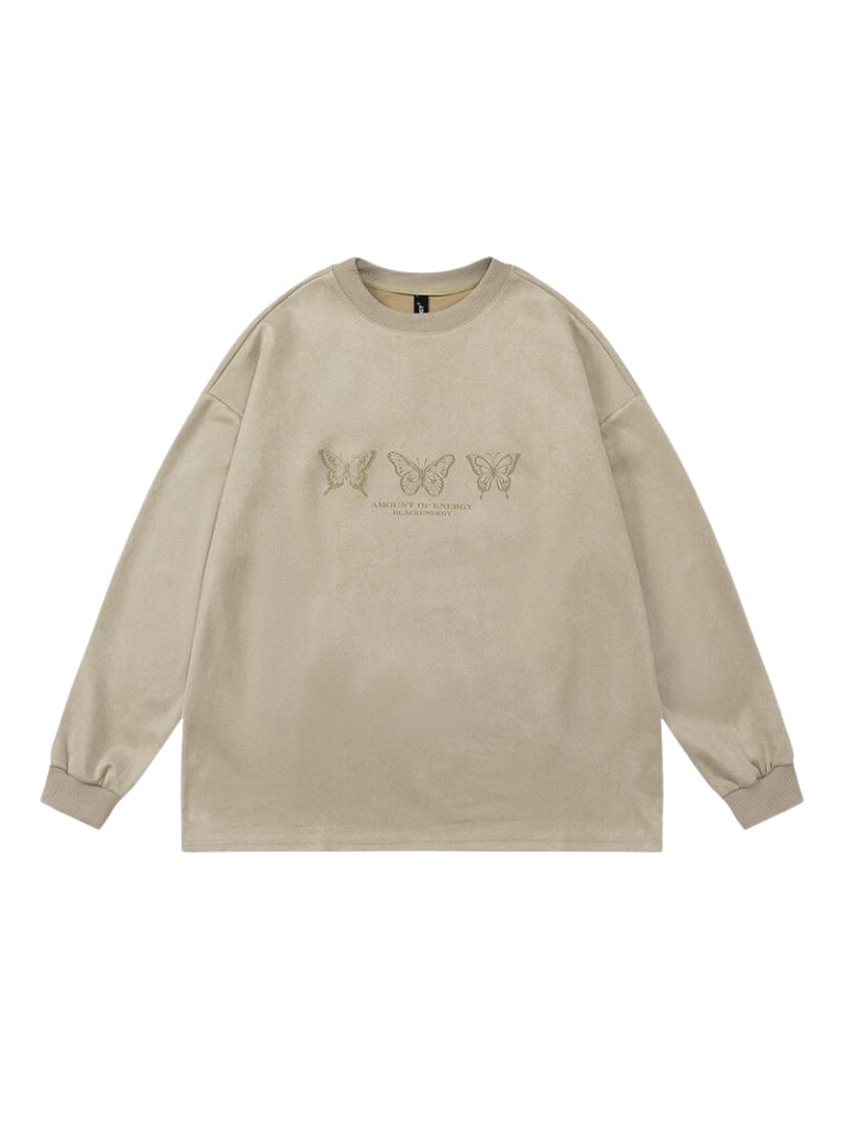 Butterfly Print Suede Long T