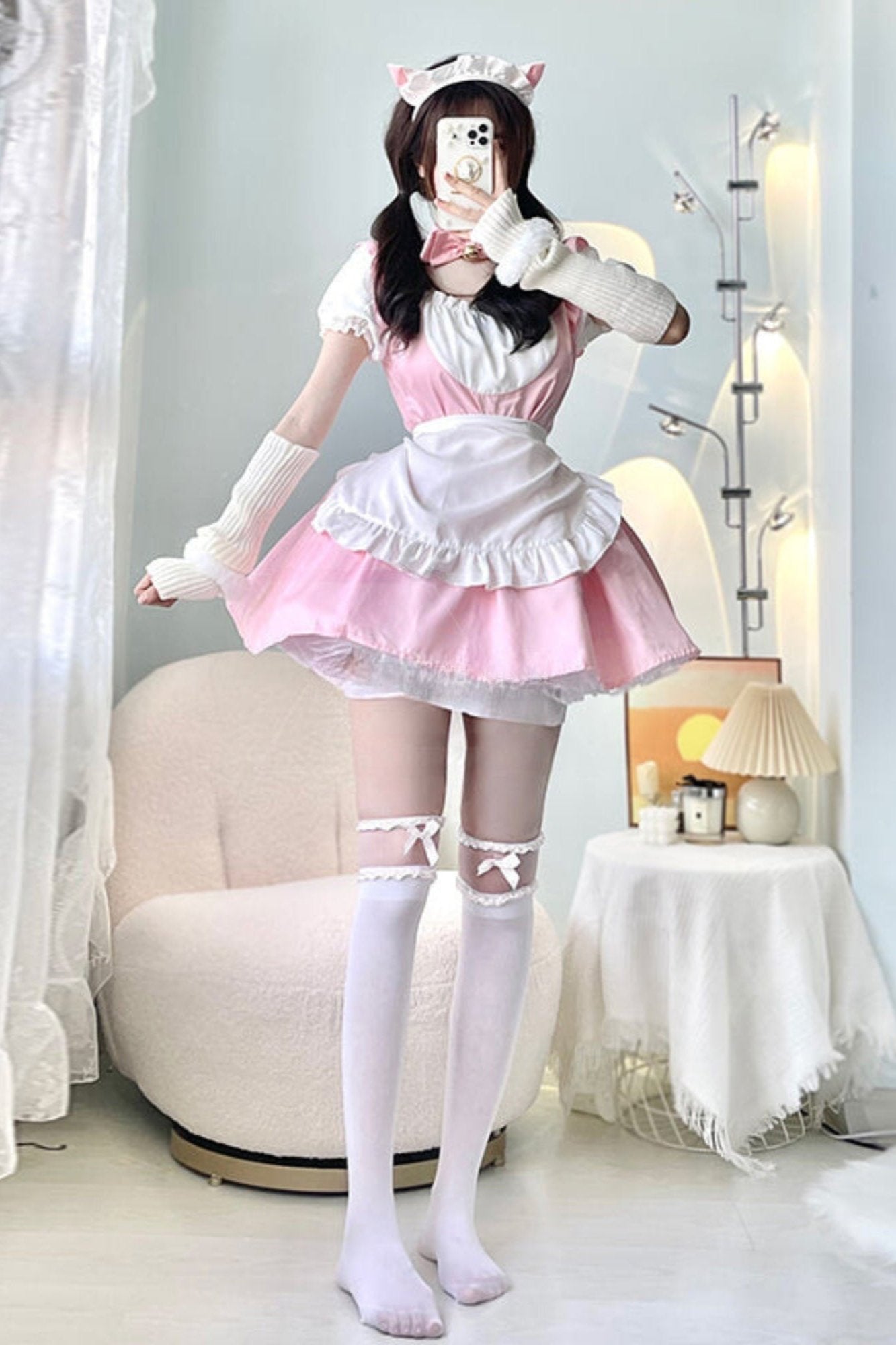 Pink Anime Lolita Maid Cosplay Dress