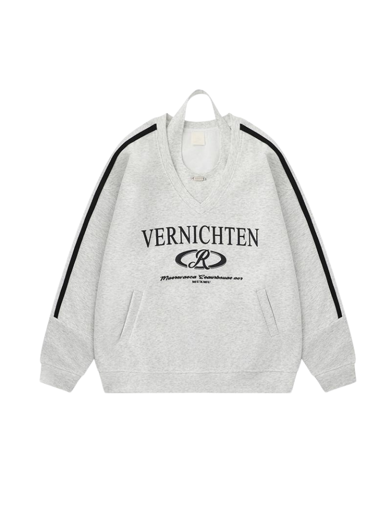 WEYWOT American Vintage Letter Halterneck Two-Piece Sweatshirt Women's 2024 New Spring Loose Design Top