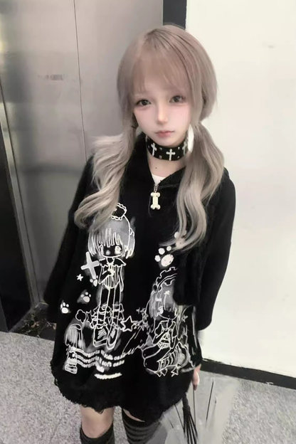 レースフードメディカルガールイラストパーカー