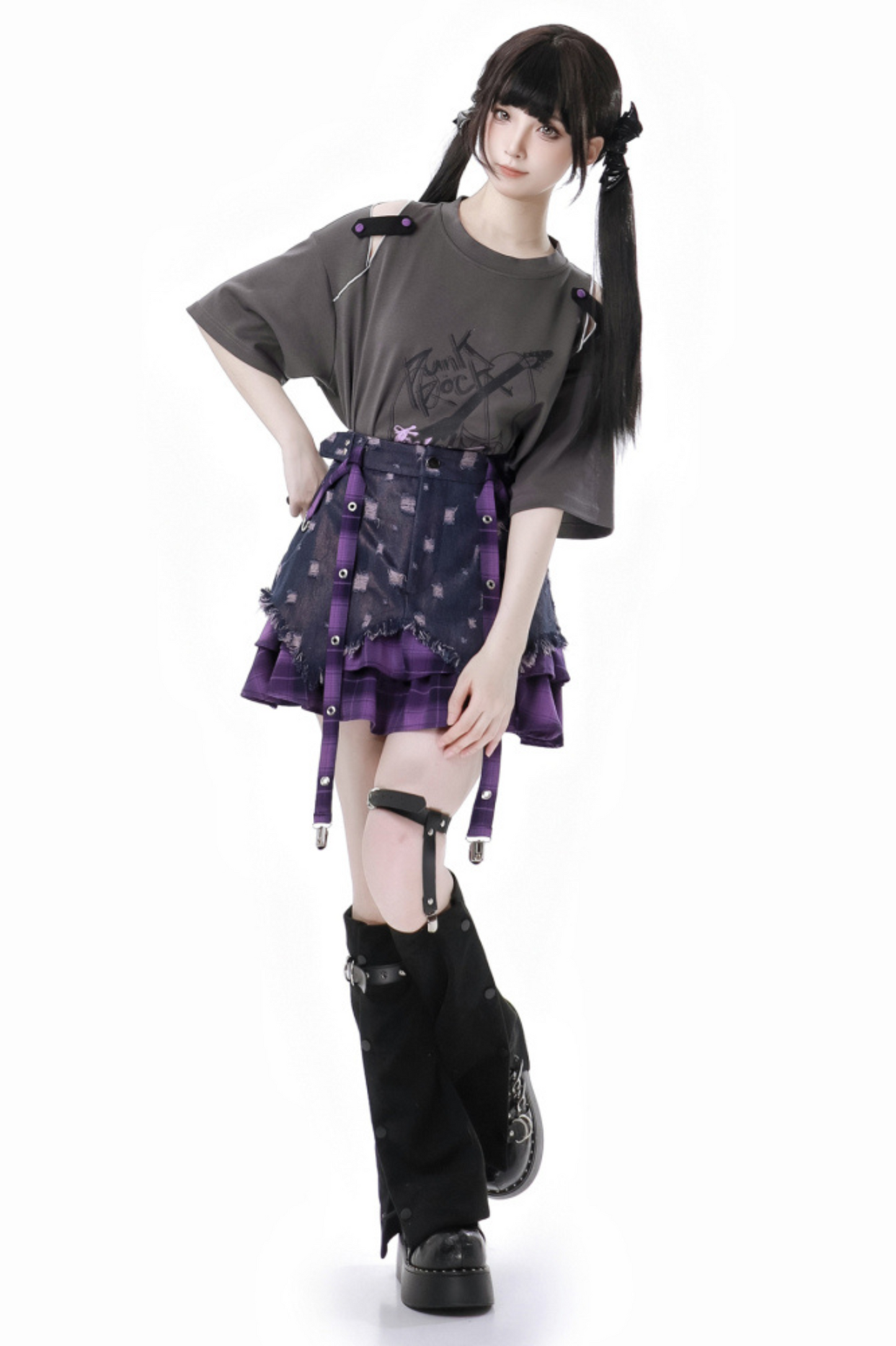 ナイトスケータースカート+ダークトップス