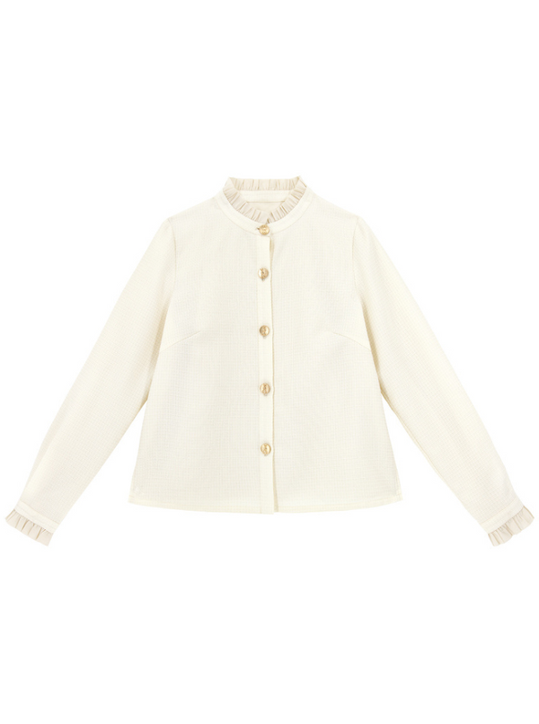 フリルブラウス＋タイトスカート＋ツイードリボンジャケット