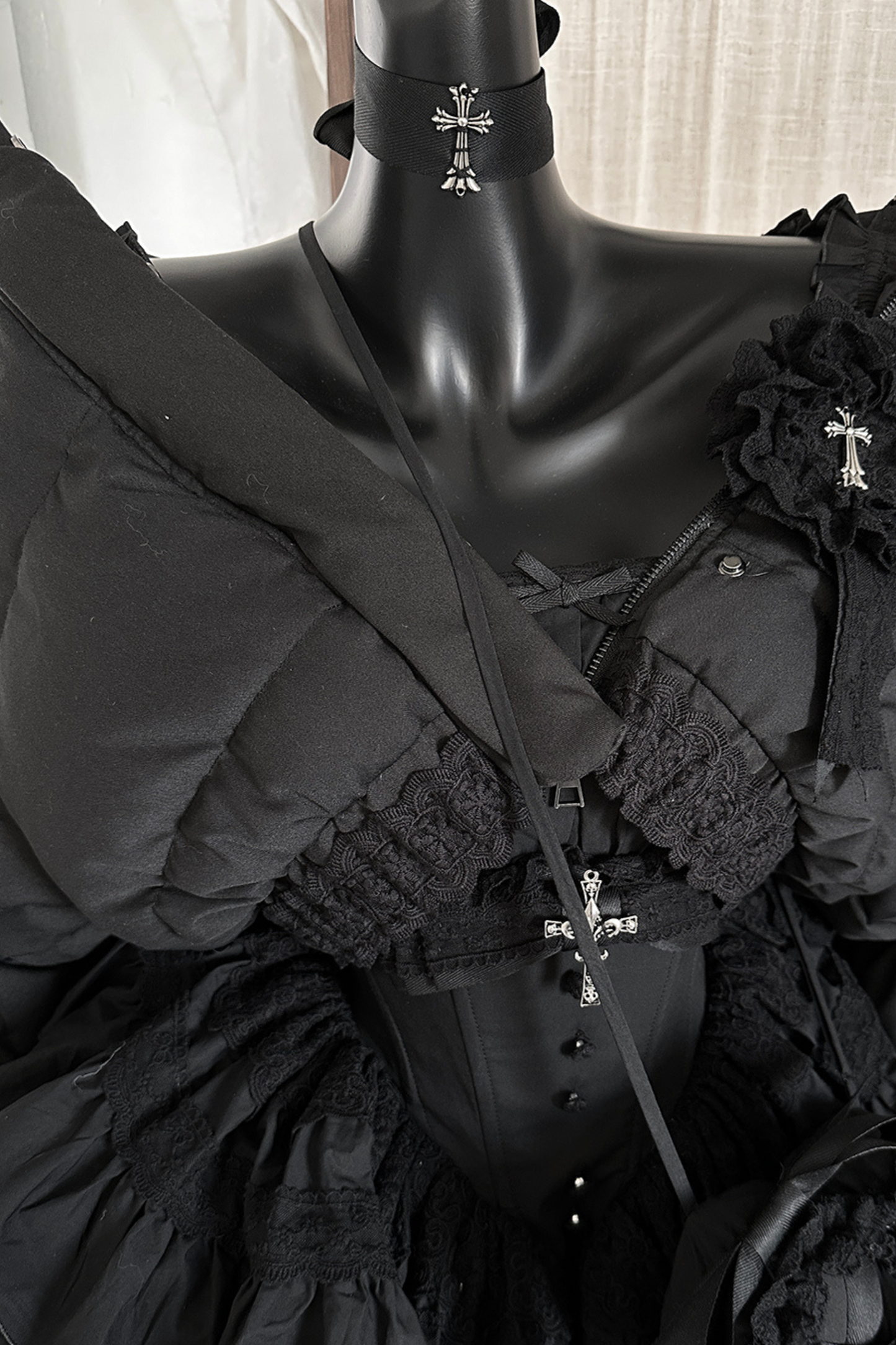 シフォンゴシックバッスルフリルドレスセット