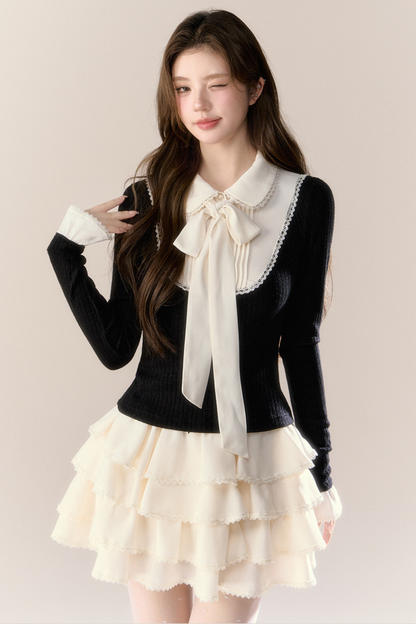 フレンチカレッジトップス+ティアードスカート