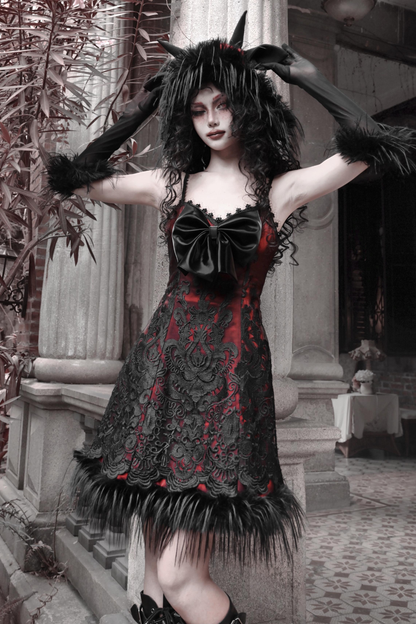 ダークゴシックスリムスリップドレス