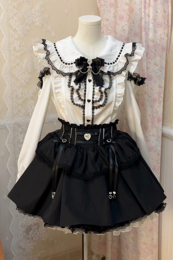 スウィートガーリーロングスリーブトップス+ケーキスカート
