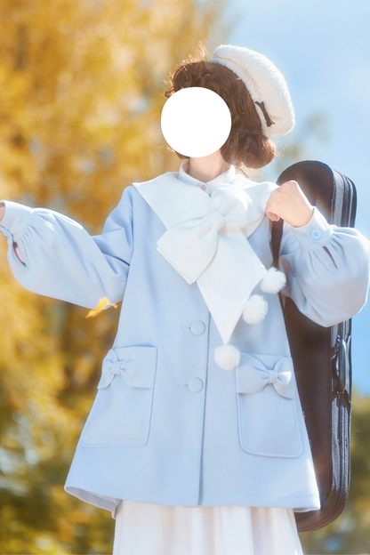 ガールズハートシングルブレストルーズウールコート+スカート