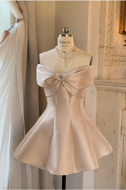 オフショルダーリボンショートフレアドレス＋ロングフレアドレス