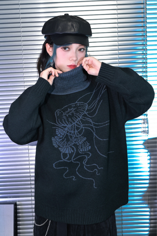 レトロタートルネックセーター