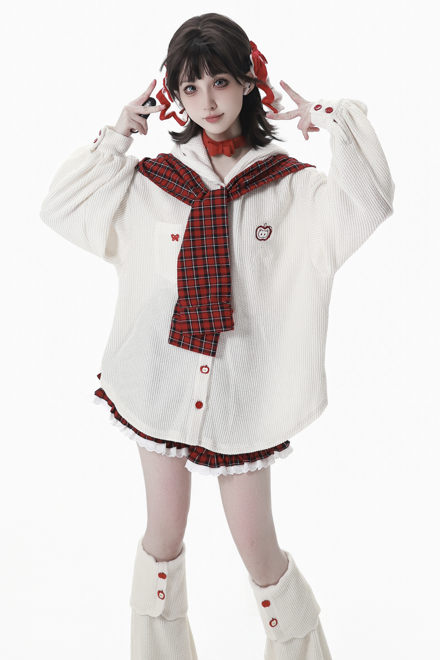 Fruit milk hooded jacket + top + pants + leg warmers