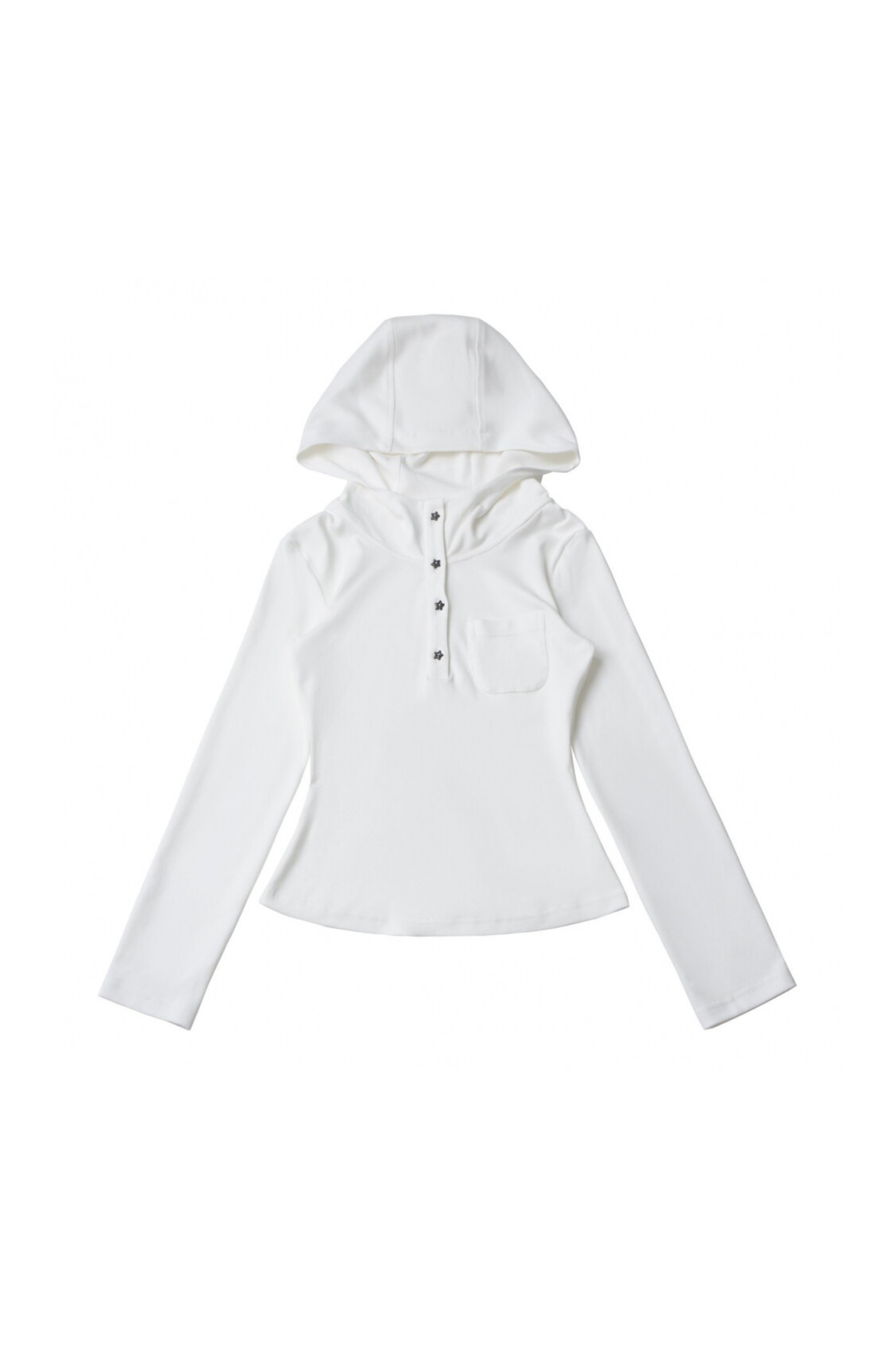 Star Button Hooded Top